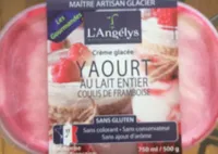 Crème glacée yaourt au lait entier coulis de framboise