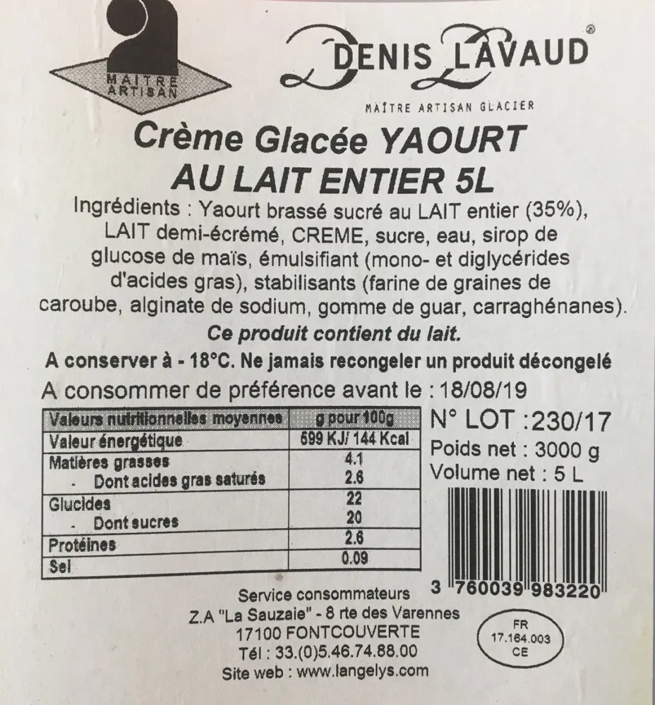 Crème glacée yaourt