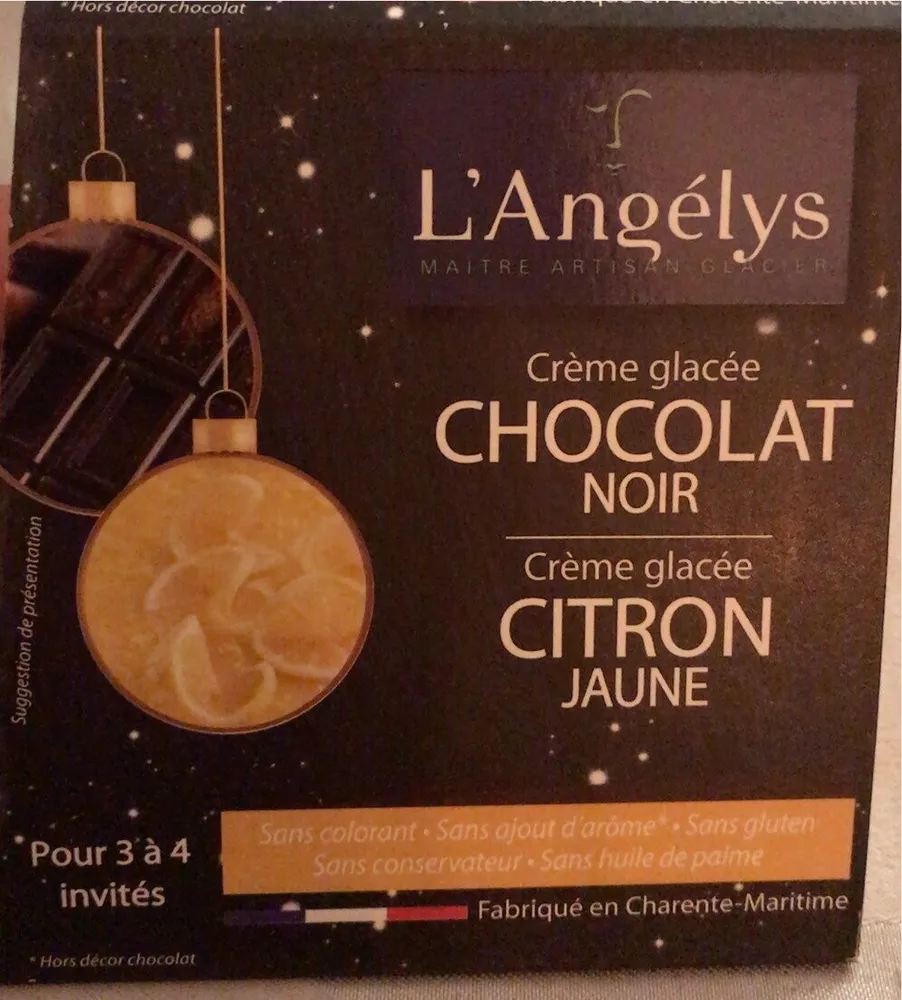 Creme glacee chocolat noir citron jaune