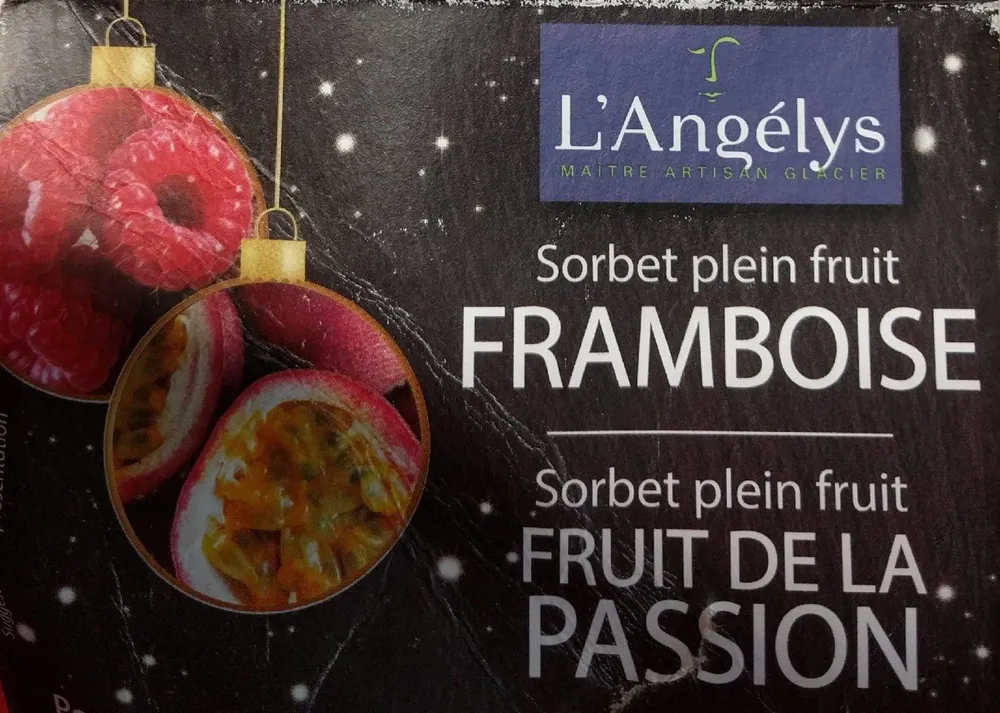 Sorbet plein fruit Framboise fruit de la Passion