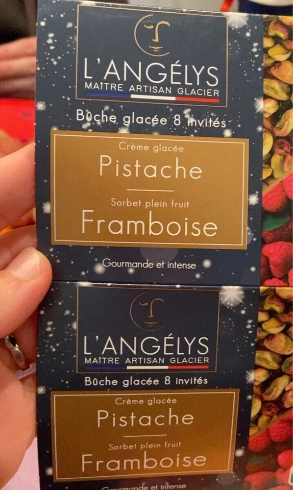 Bûche glacée 8 invités Crème glacée Pistache Sorbet plein fruit Framboise