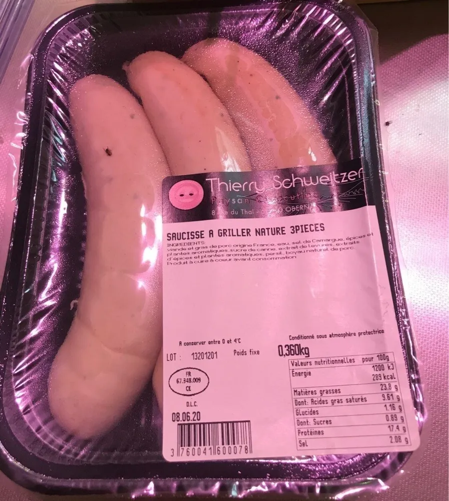 Saucisse a griller nature 3pièce