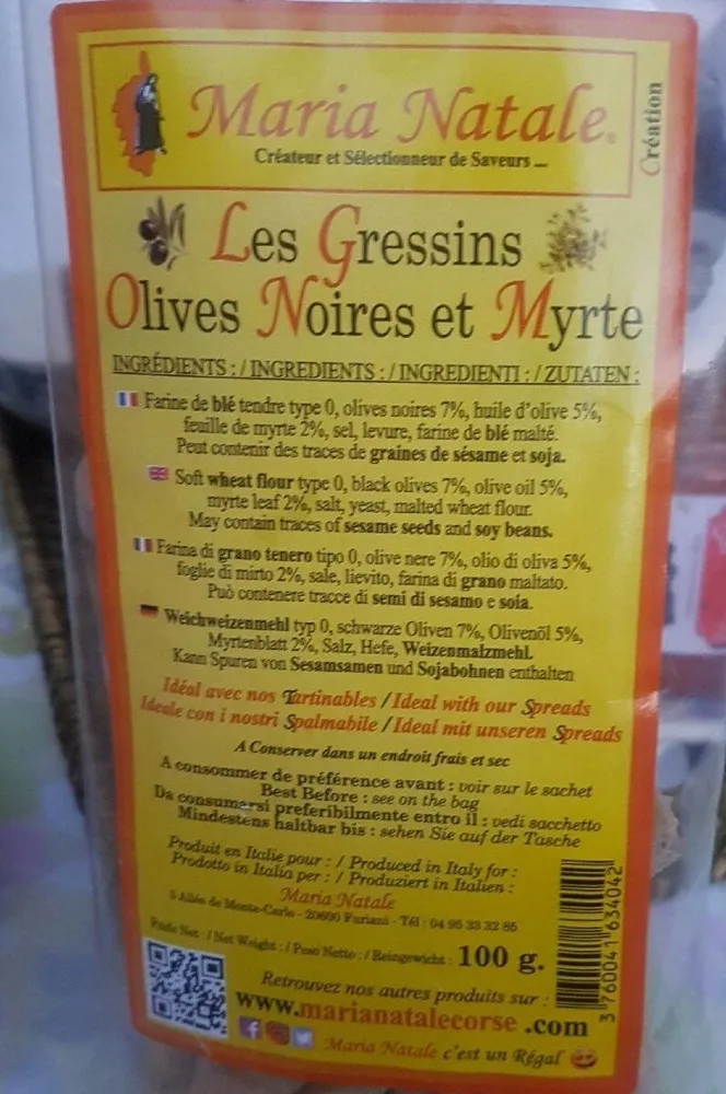 Gressins olives noires et myrte