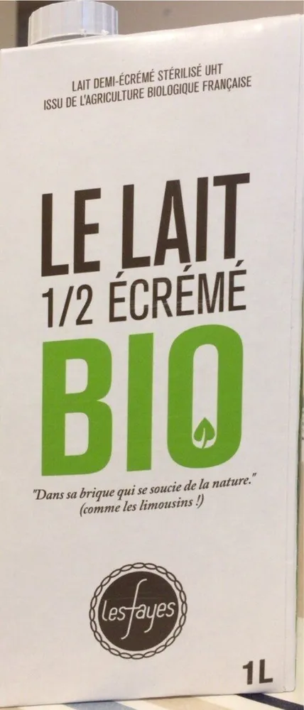 Lait demi écrémé bio