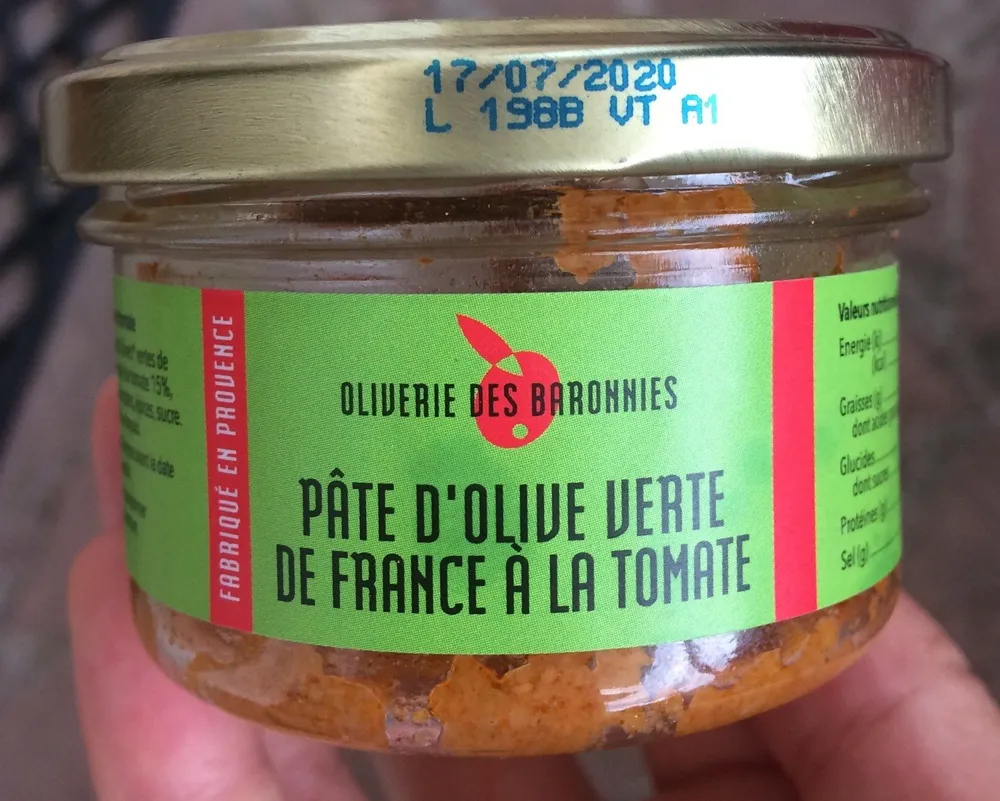 Pâte d'olive verte de France à la tomate