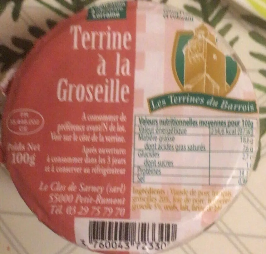 Terrine à la groseille