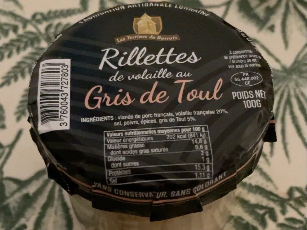 Rillettes de volaille au Gris de Toul