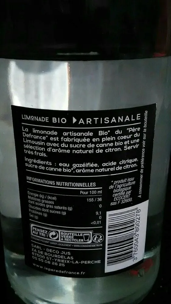 Limonade Artisanale Bio