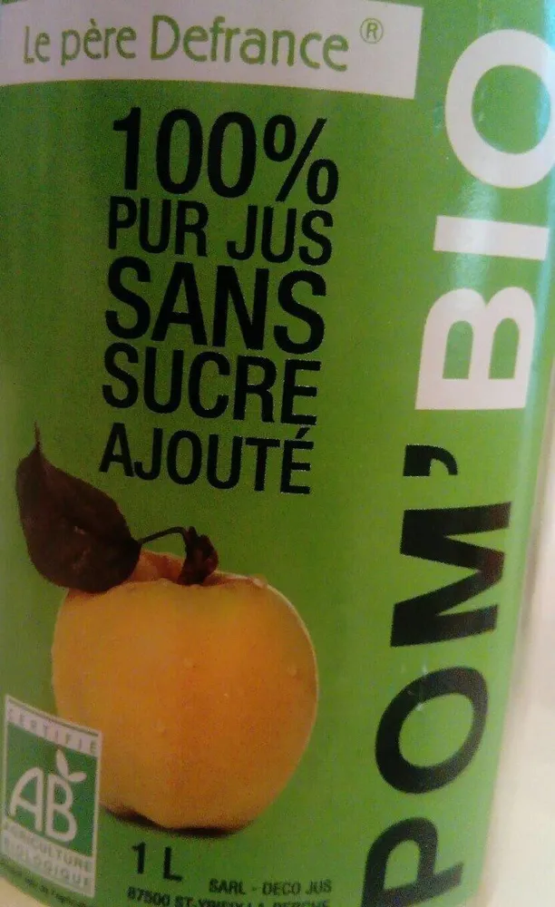 100% pur jus pom ' bio