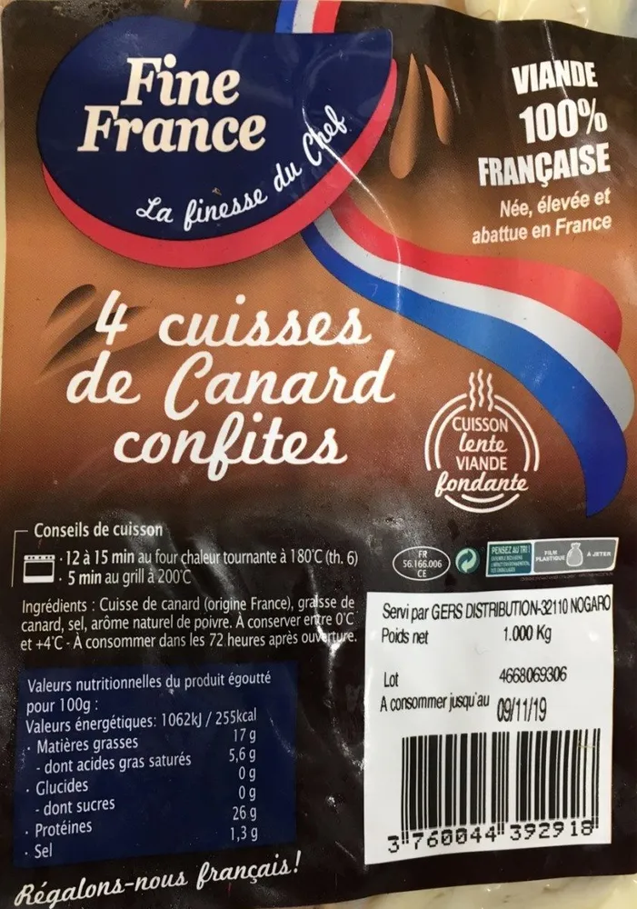 4 cuisses canard confites