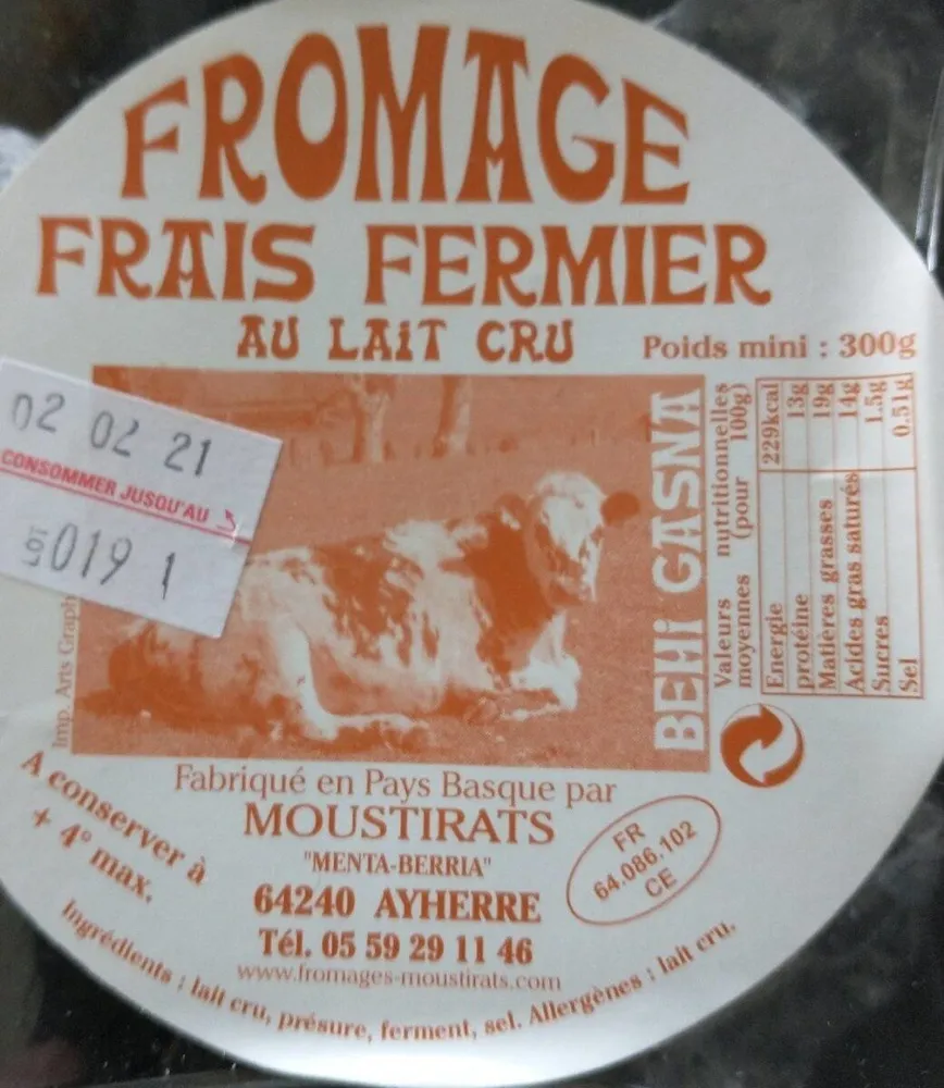 Fromage frais fermier au lait cru