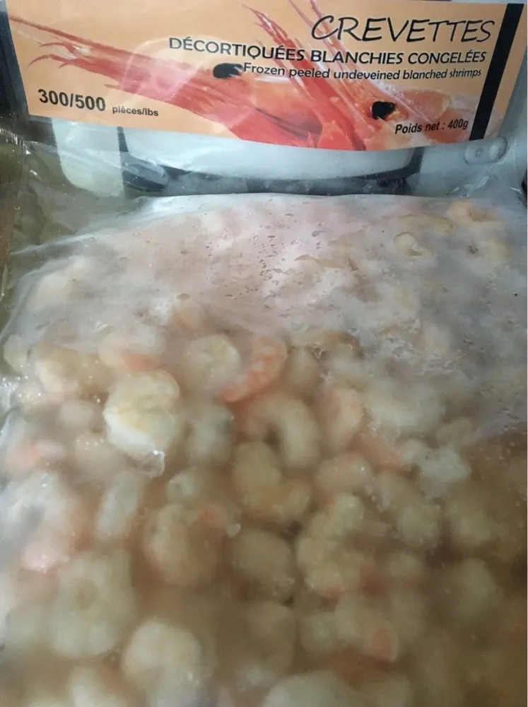 Crevettes decortiquees blanchies congelees