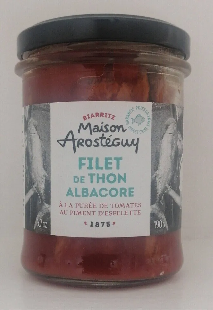 Filet de Thon Albacore: purée de tomates au piment d'Espelette