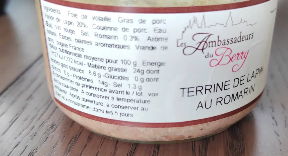 Terrine de lapin au Muscadet et au Romarin