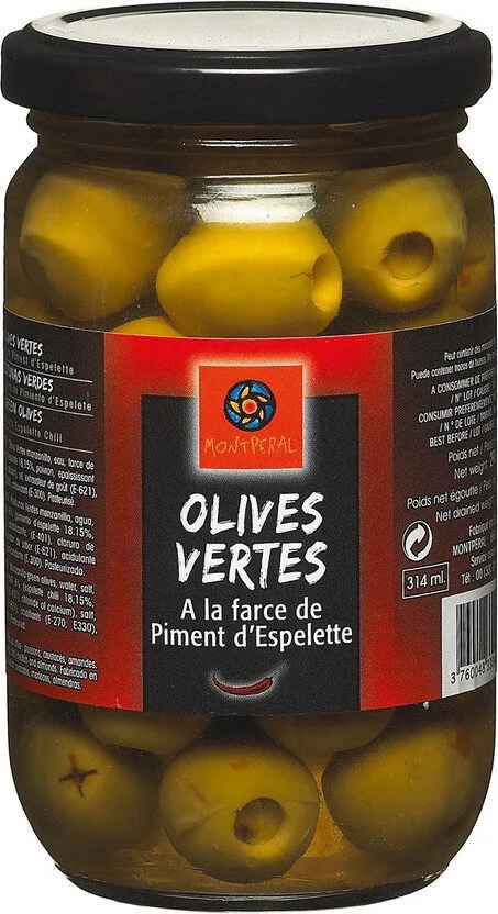 Olives Vertes Farce Piment d'Espelette