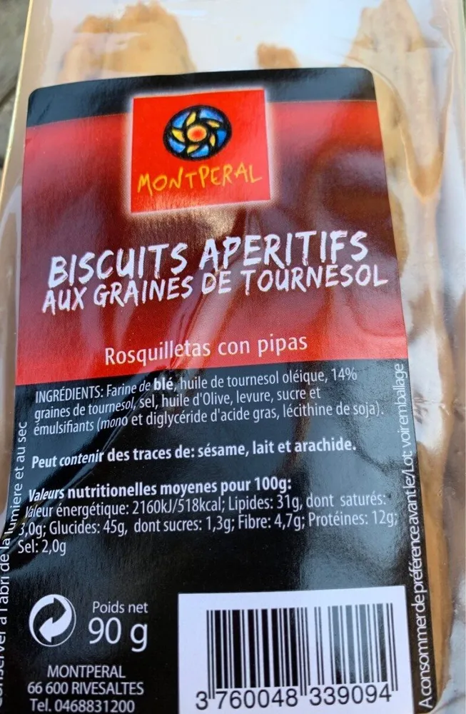 Biscuits aperitifs aux graines de tournesol