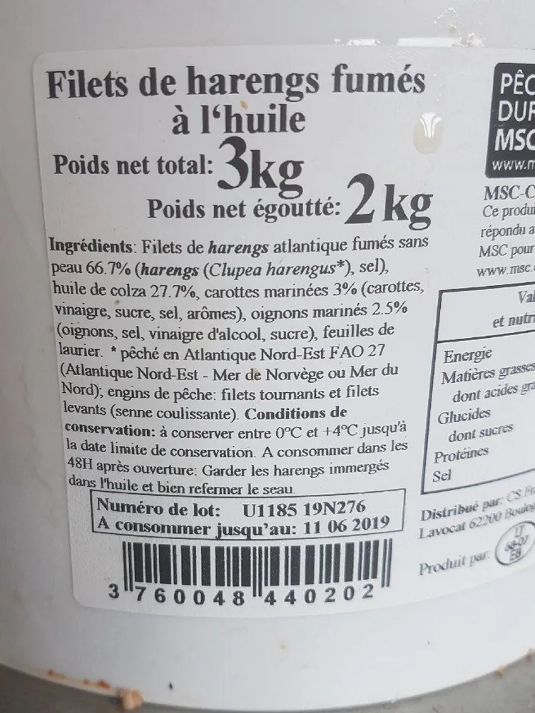 Filets de harengs fumés à l'huile