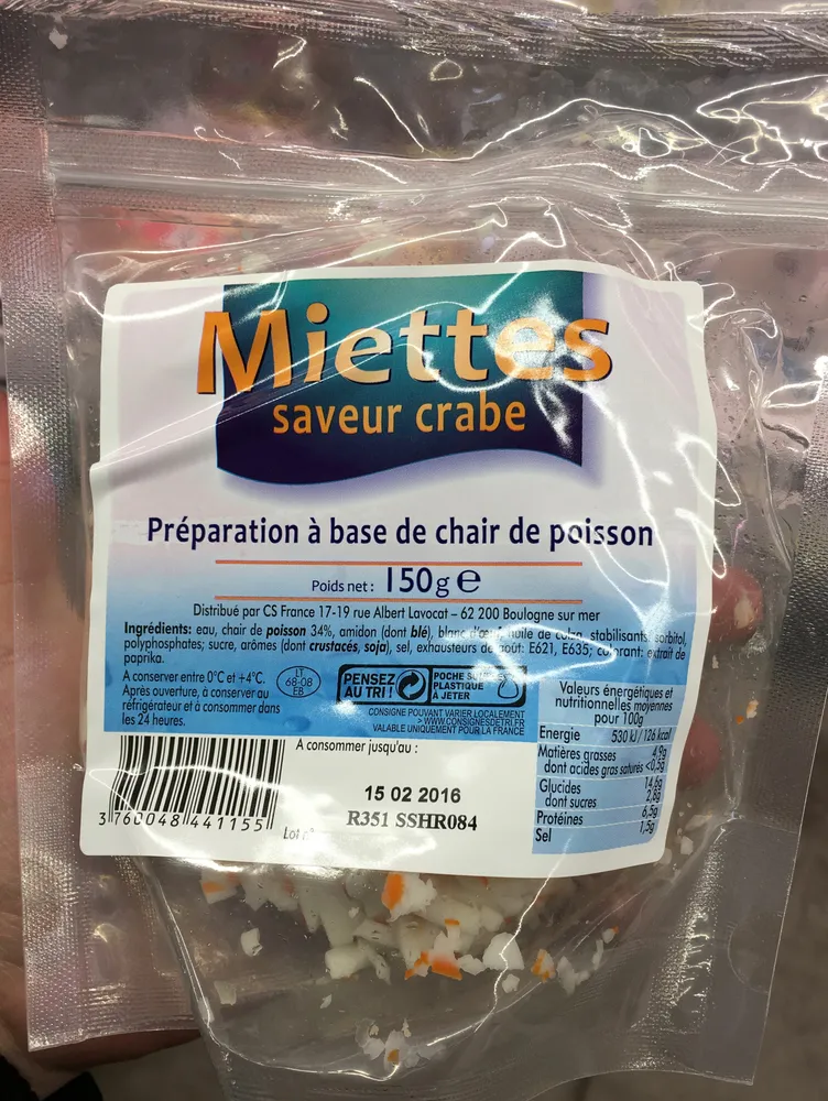 Miettes saveur crabe