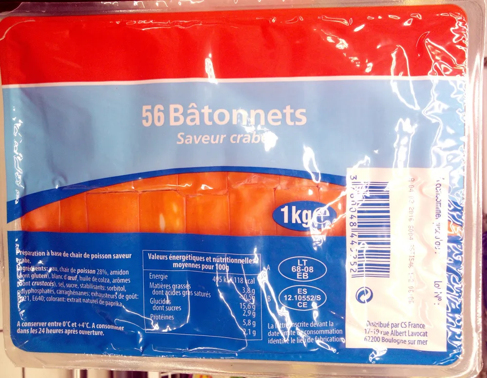 56 bâtonnets saveur crabe