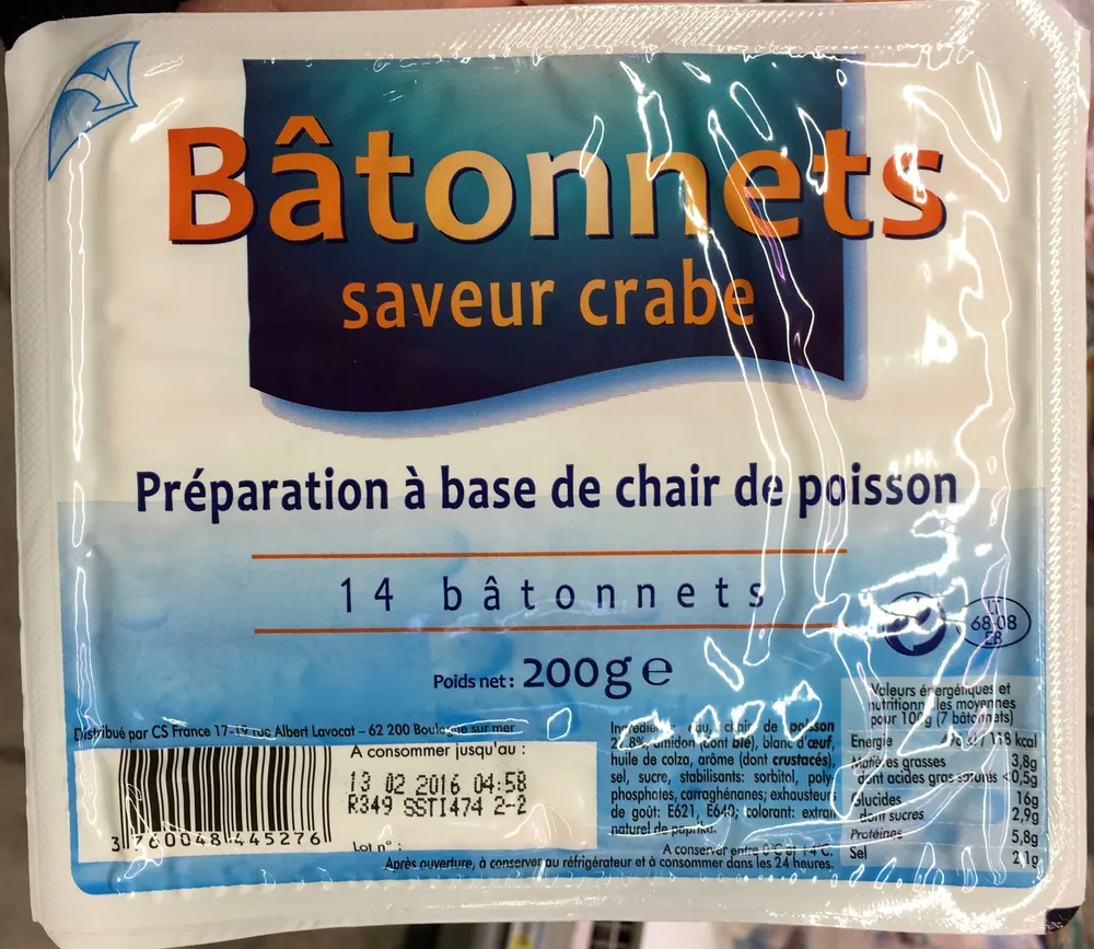 Bâtonnets saveur crabe