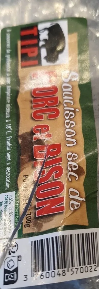 Saucisson sec porc et bison