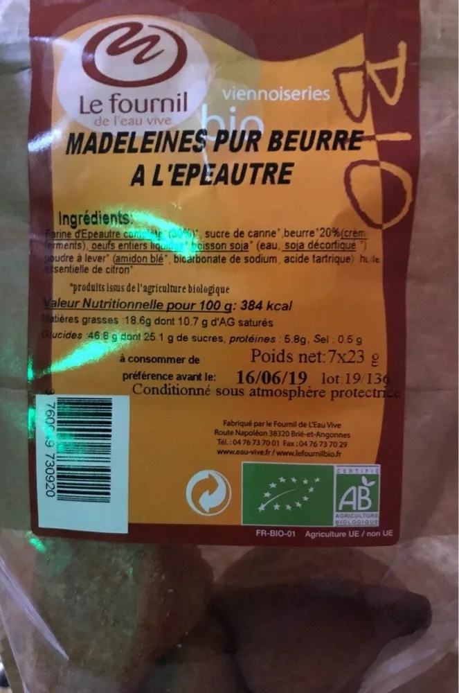 Madeleines pur beurre à l'épeautre