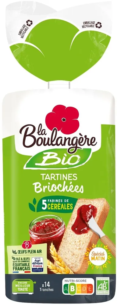Tartines briochées Bio aux 5 farines de céréales 400g