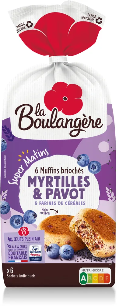 Muffins brioches myrtille pavot 210g
