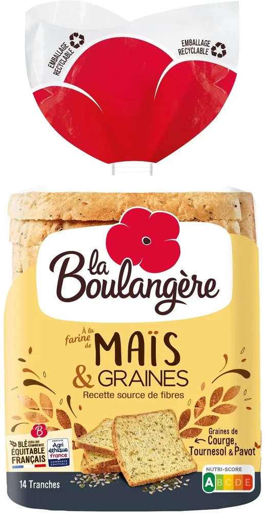 Pain de mie grandes tranches Maïs & Graines 500g