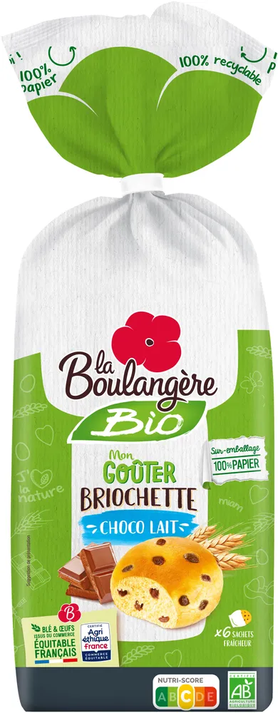 6 Briochettes Bio aux pépites de chocolat au lait 240g