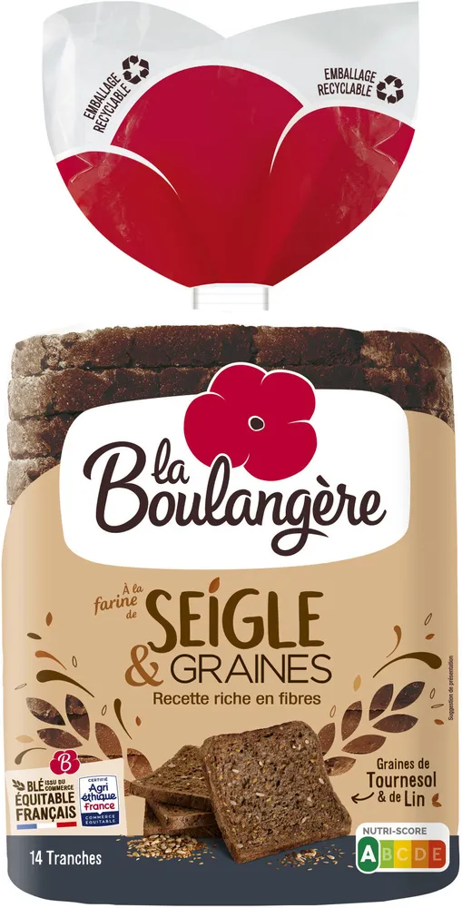 Pain de mie grandes tranches Seigle & Graines 500g