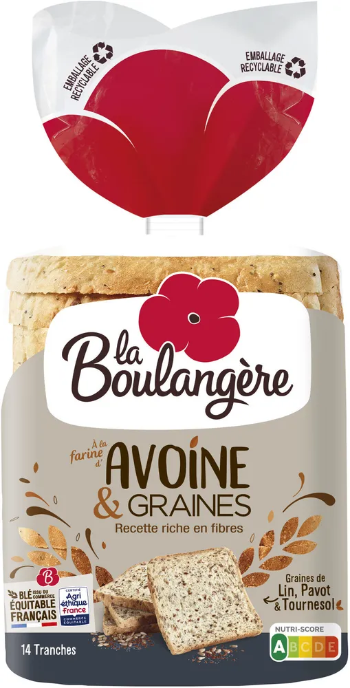 Pain de mie grandes tranches Avoine & Graines 500g