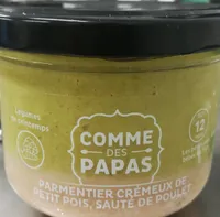 Parmentier crémeux de petit pois, sauté de poulet