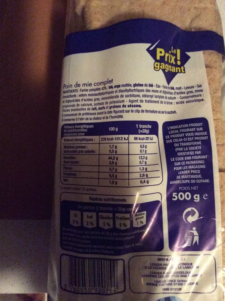 Pain de mie complet