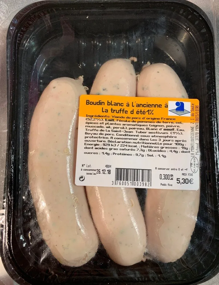 Boudin blanc a l'ancienne a la truffe d'été