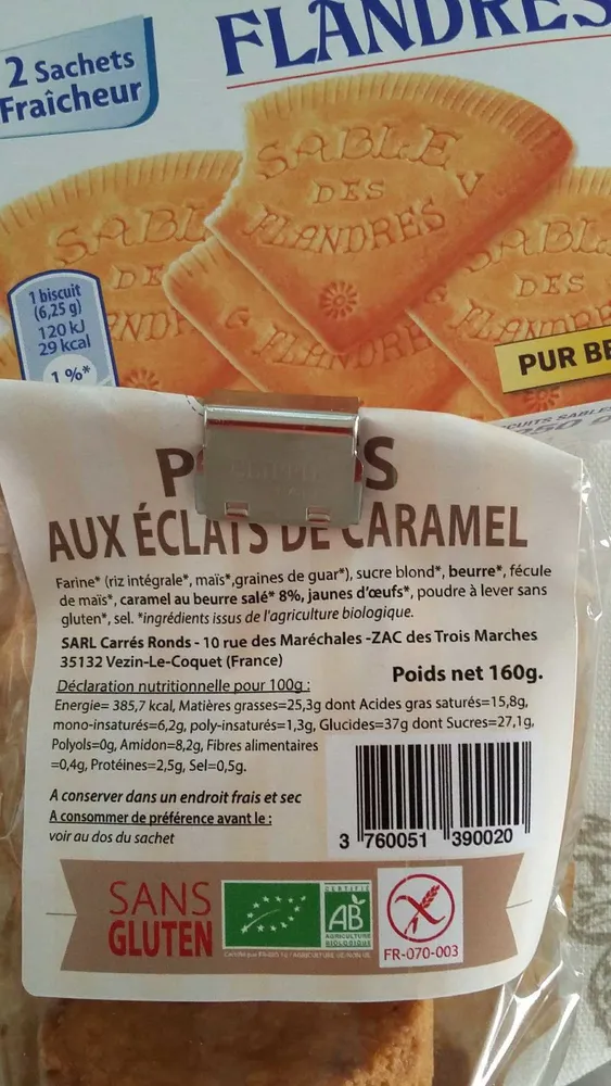Palets aux éclats de caramel
