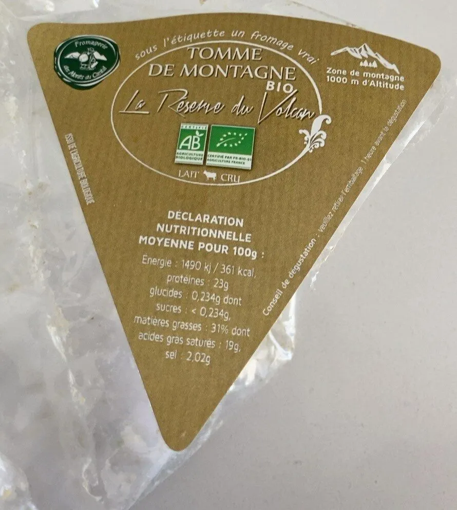 Tomme de Montagne Bio