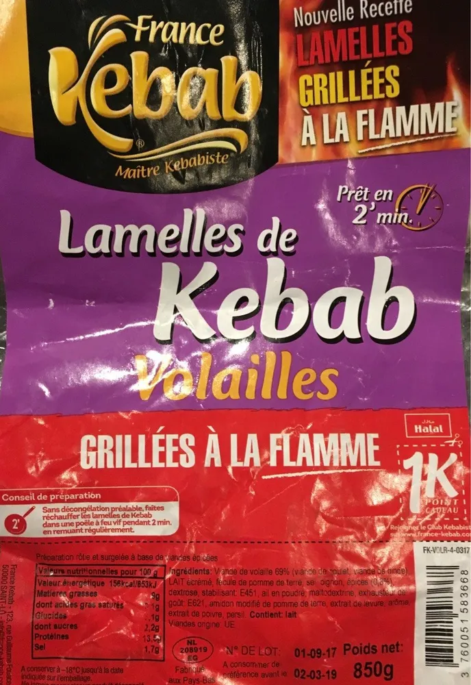 Lamelles de Kebab Volailles