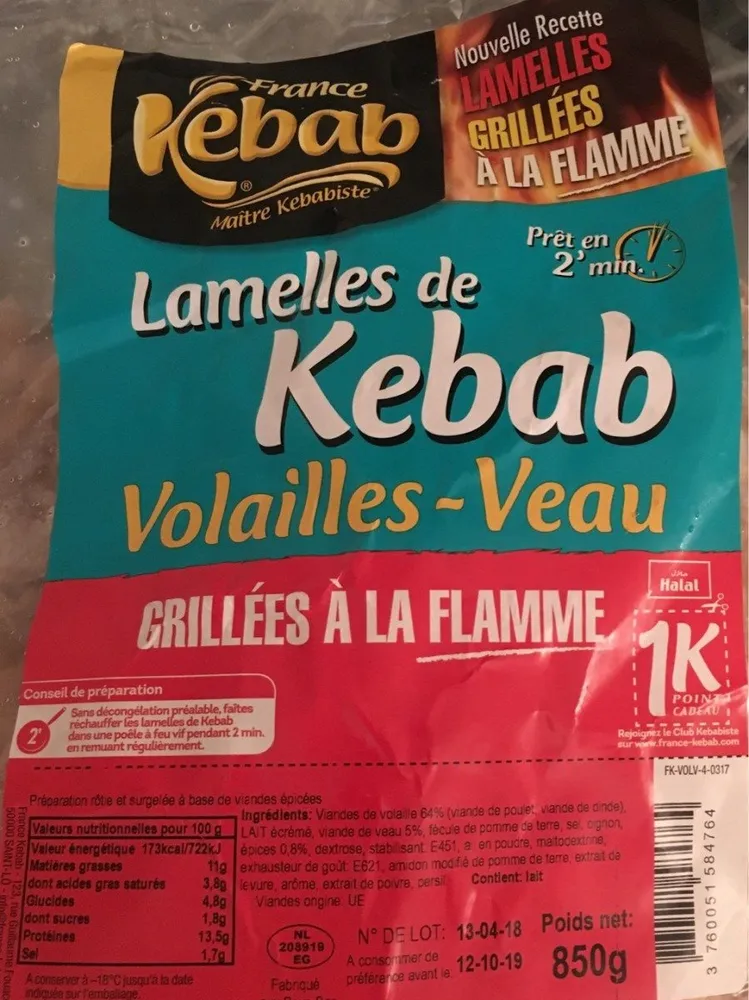 Lamelles de kebab