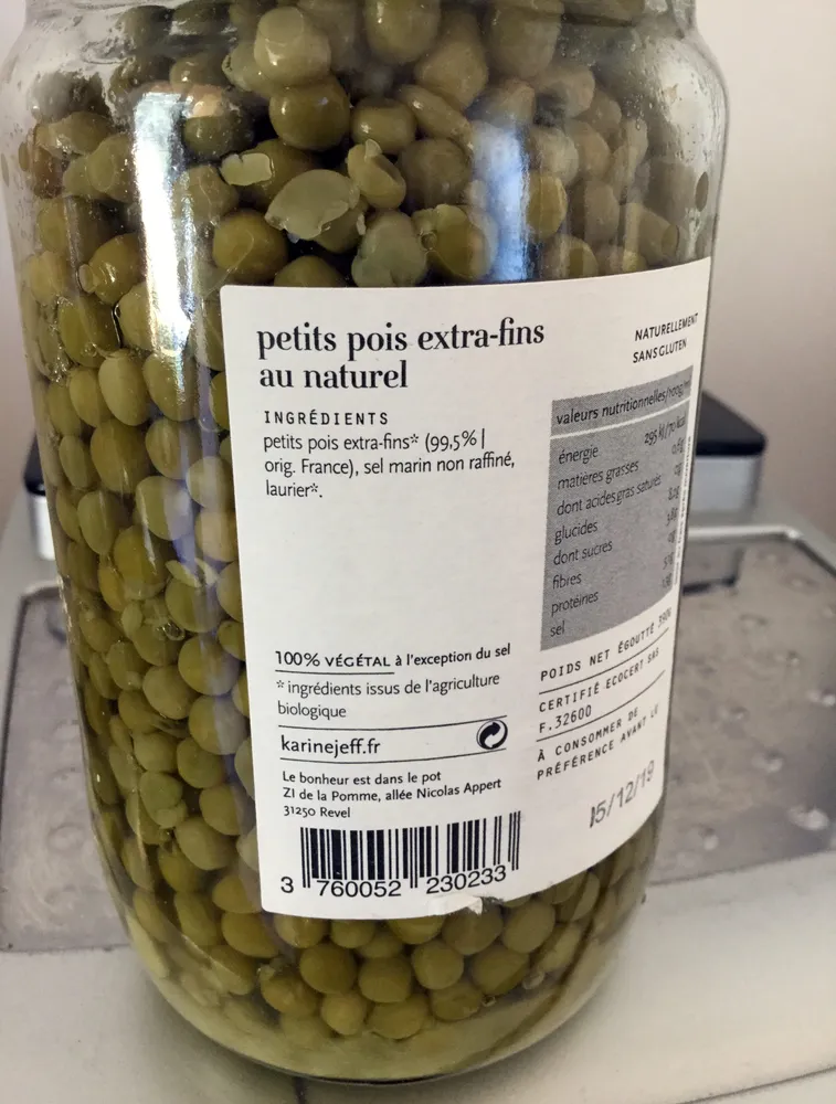 Petits pois extra-fins au naturel