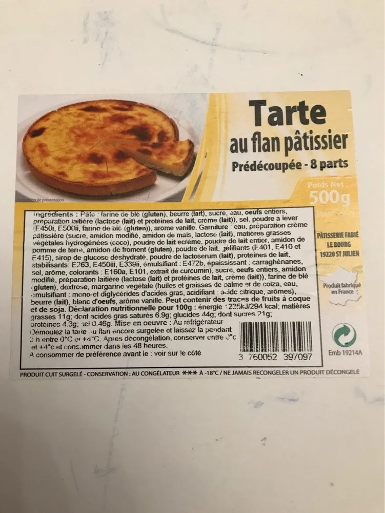 Tarte au flan pâtissier
