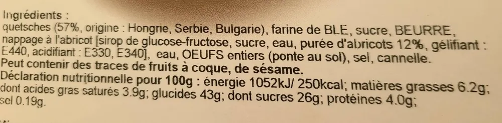 Tarte aux quetsches surgelée