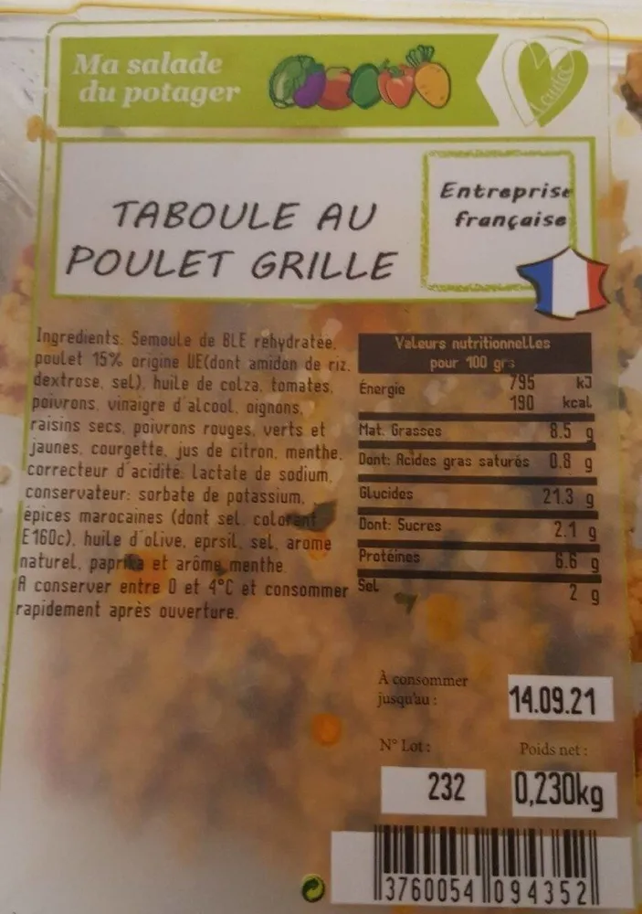 Taboulé au poulet grillé