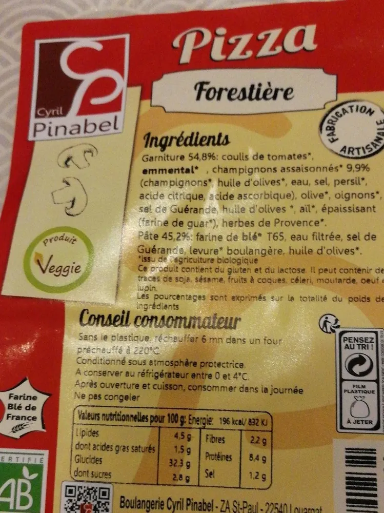 Pizza forestière 450g