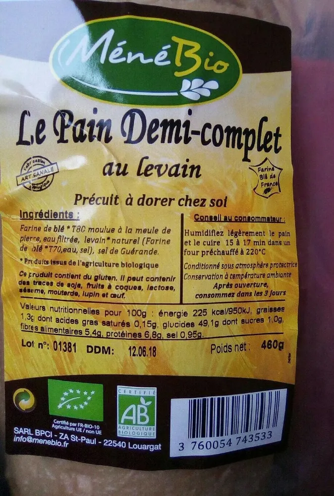 Pain demi-complet au levain