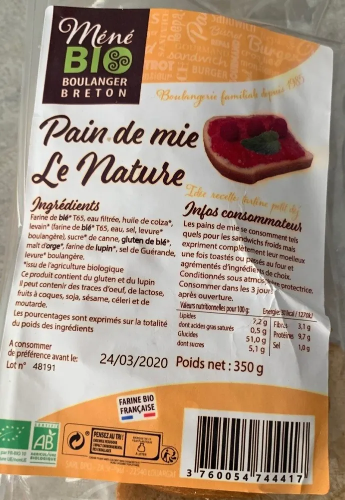 Pain de mie Le Nature