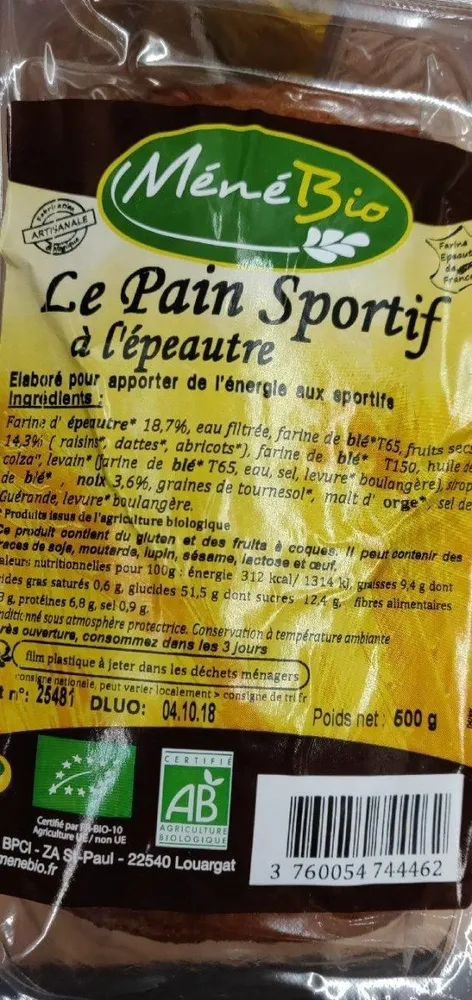Le pain sportif à l'épeautre