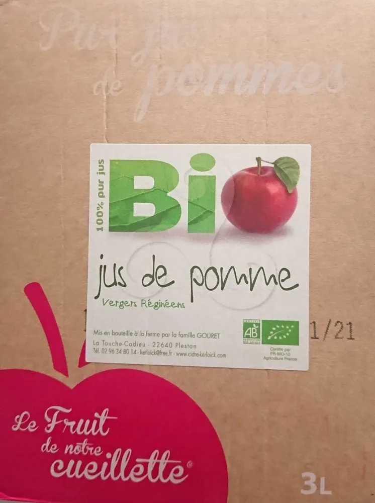 Pure jus de pomme biologique