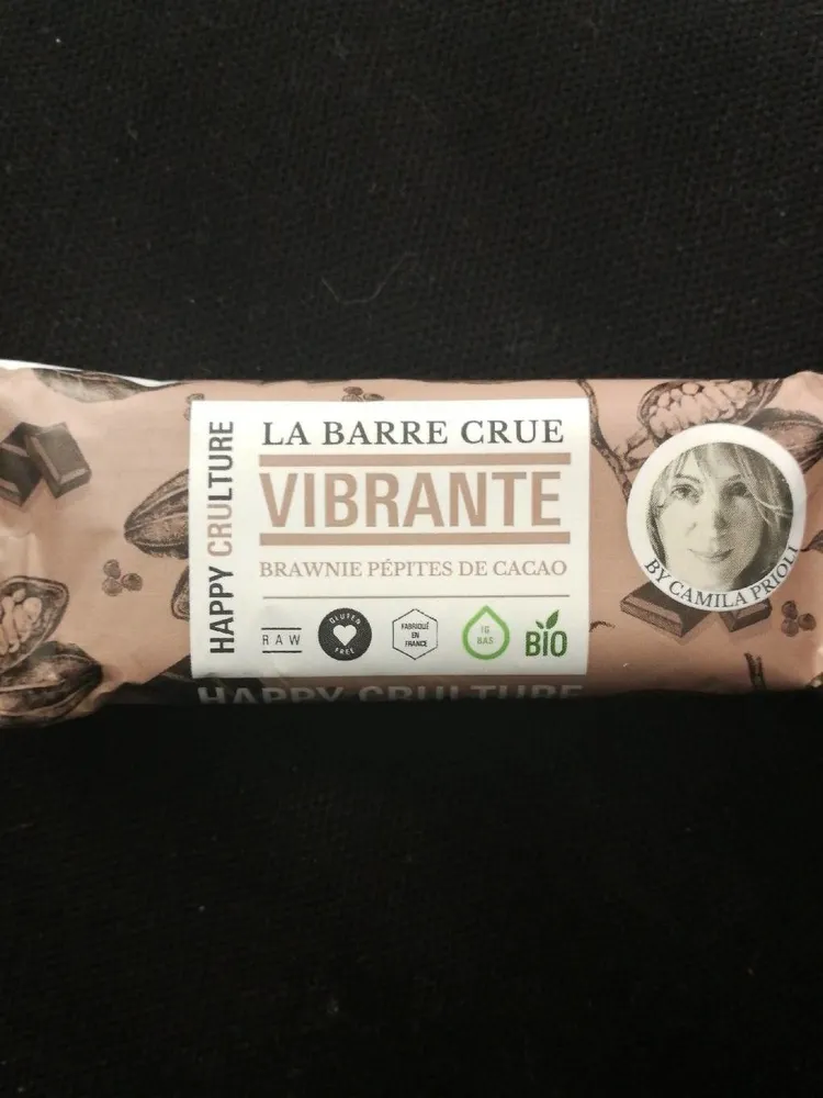 La barre crue  brawnie pépite de cacao