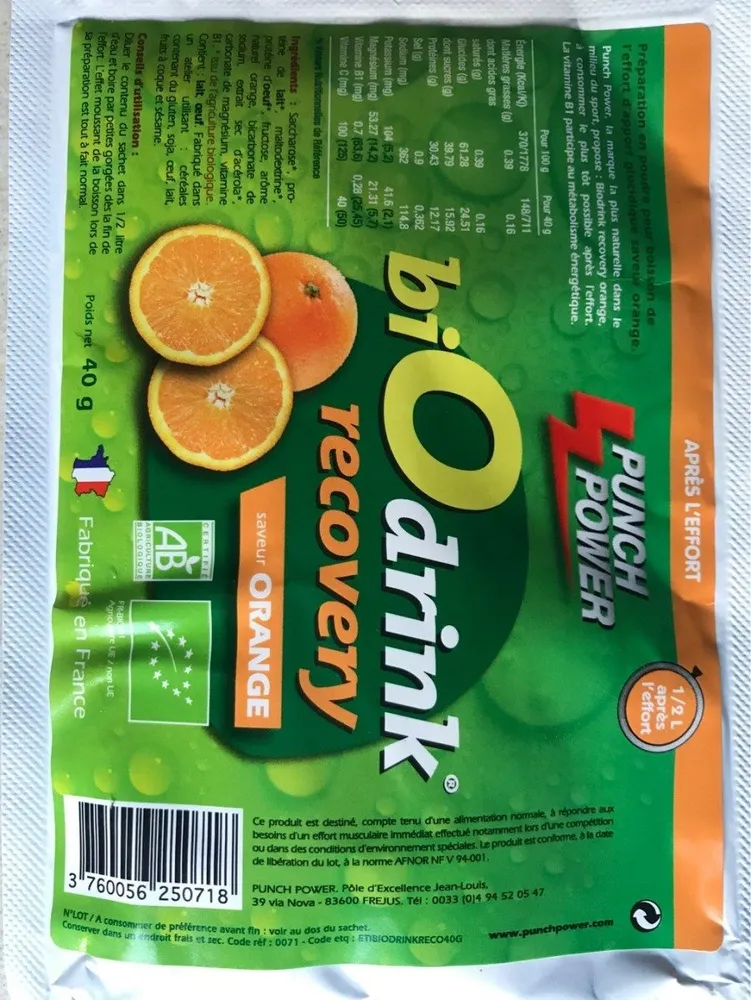 Punch Power Biodrink Recovery Saveur Orange 1 Sachet